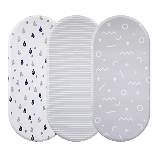 VHORATE Spannbettlaken Kinderwagen 3er Pack 80 x 40 cm Baby Matratzenschoner Baby Fitted Sheet Soft Breathable Baby Spannbetttuch, Stubenwagen Bezug, Standard-Matratzen für Kinderwagen Grau Cover