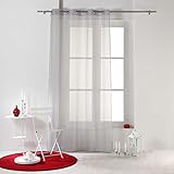 double rideaux rayés gris et blanc  1001KDO POUR LA MAISON Rideau a Oeillets Voile Raye Horizon Gris
