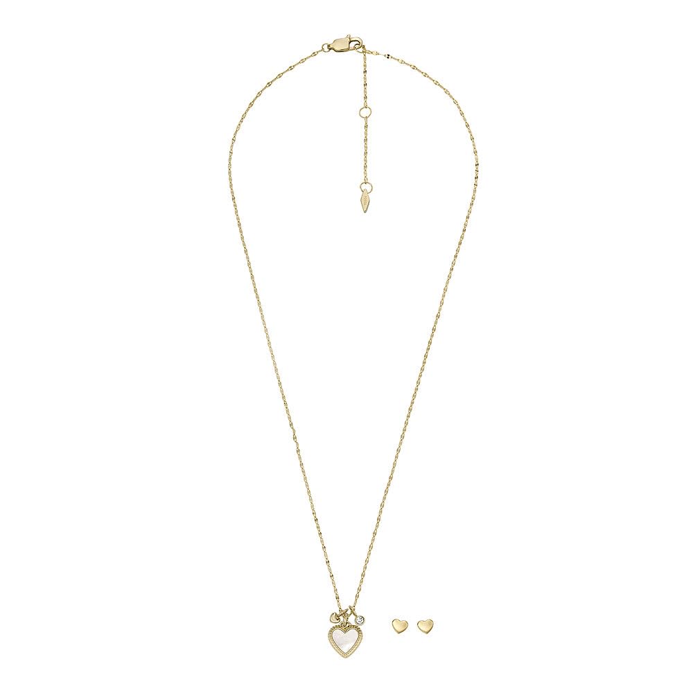 Fossil Women's Stainless Steel with lobster clasp closure pendant necklace and earring set