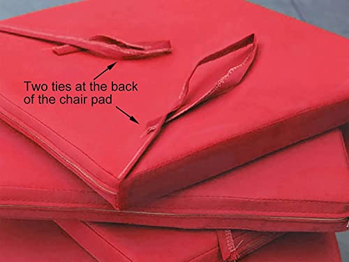 Uheng 4 Pack Patio Outdoor Chair Cushions With Ties, Seat Pads Mat, Waterproof Removable Cover, Comfort Memory Foam Nonslip For Garden Deck Picnic Beach Pool -18" X 18"(Red) #TOP5