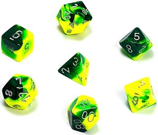 Chessex CHX26454 Dice-Gemini Yellow/Silver Set, One Size, Green