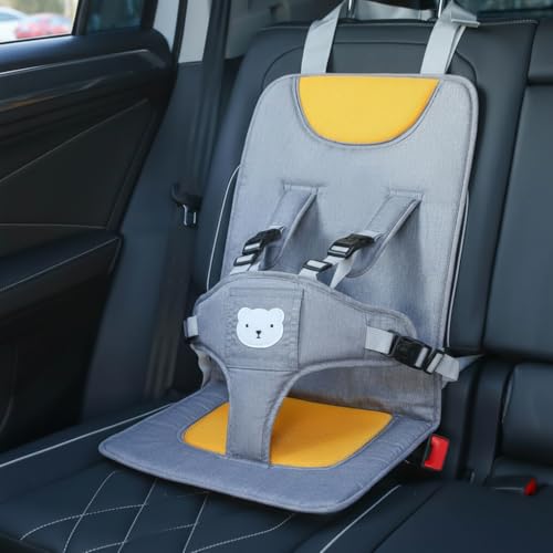 Image of STHIRA Car Seat for Baby 0 to 5 Years Old, Portable Booster Child Car Seat Cushion with Safety Harness, Padded Travel Toddler Booster Seat, Anti-Slip Base, Headrest Hanging Safety Seat