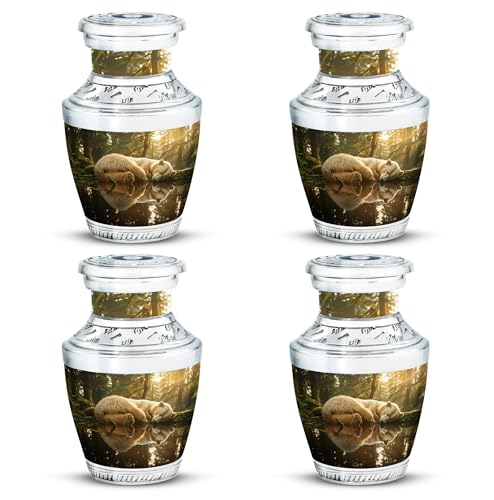 Image of Bear Urn - Small Urns for Human Ashes Keepsake - Adult Cremation Urns - Urns for Ashes Adult Female Mom - Urns for Human Ashes Adult Male Dad (3 inch Pack of 4)