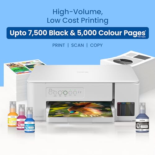Image of Brother DCP-T436W (New Launch) WiFi Multifunction Print Scan Copy Ink Tank Color Printer Best for Home, 27 /11 PPM BK /CL, Print Upto 7.5 K Pages in Black & 5 K in Color Each for(CMY),Free Installation