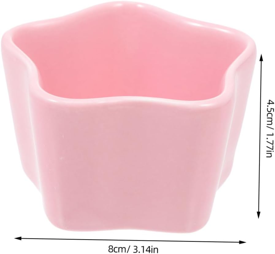 2pcs Small Ceramic Hamster Food Bowls Anti-tip Design Lucky Star and Heart Shapes, Pet Feeding Watering Supplies for Hamsters, Bunnies, and Small Animals