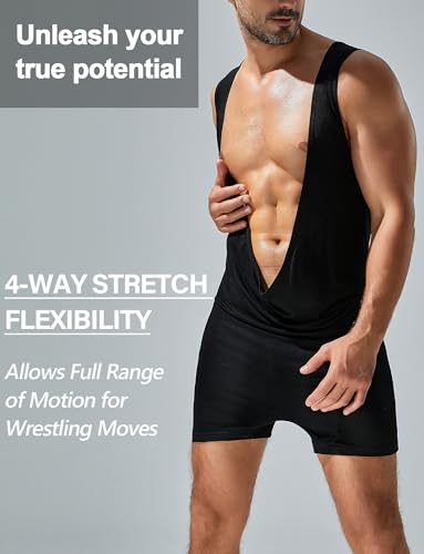 SEAUR Men's Sleeveless Pajamas Athletic Supporters Wrestling Singlets One Piece Lounge Bodysuit Sport Boxer Fitness Jumpsuit4