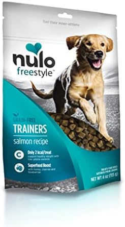 Nulo Puppy & Adult Freestyle Trainers Dog Treats: Healthy Gluten Free Low Calorie Grain Free Dog Training Rewards - Salmon Recipe - 4 Oz Bag