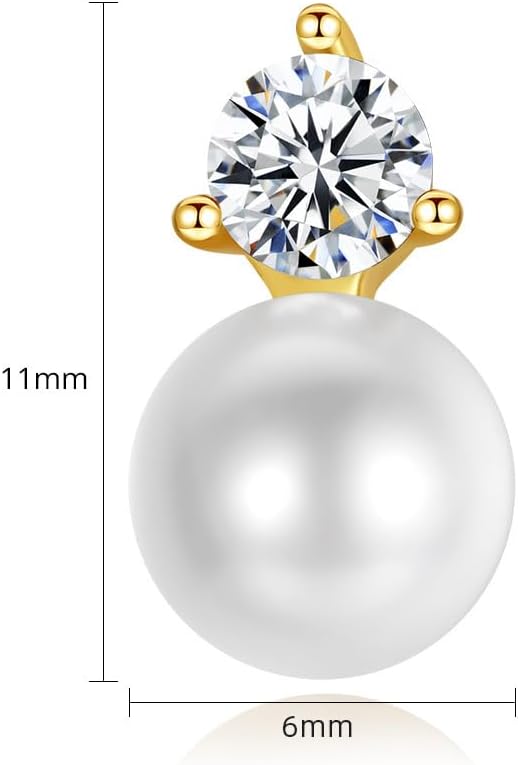 Elegant 14K Gold Pearl Stud Earrings with Moissanite, Chic Gift for Women,Unique for Anniversaries and Birthdays