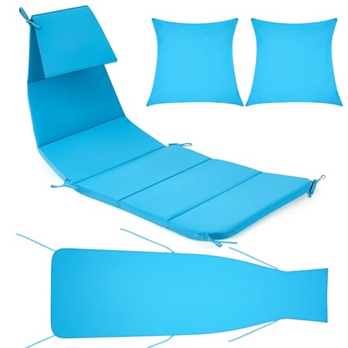 Duraaamo Set of 4 Outdoor Hanging Lounge Chair Cushion Replacement Cushion Cover and Umbrella Fabric, Patio Pads for Curved Chaise Hammock Floating Porch Swing, Waterproof&Humidity (Blue)