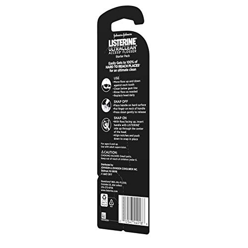 Listerine Ultraclean Access Flosser + 8 Refill Dental Flosser Heads, Oral Care And Hygiene (Pack Of 2) #TOP2