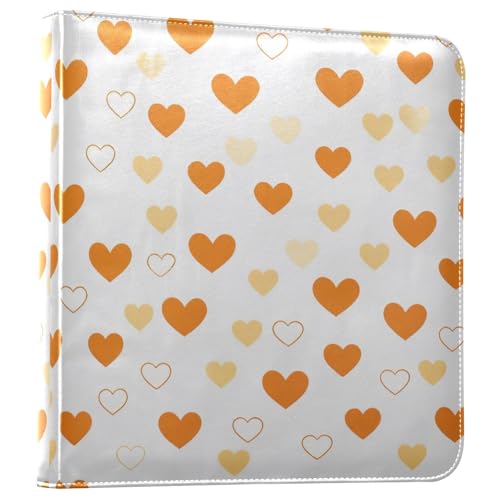 Álbum de fotos adhesivo para manualidades DIY, color naranja con diseño de corazón, 3 anillos, 40 páginas 8x10 para recuerdos
