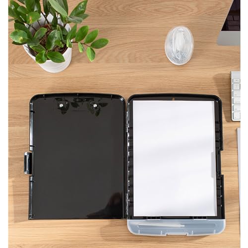 Thick Storage Clipboard with Pen Holder, 9 x 14 Inch, Black, Durable Plastic Nursing Clipboard with Low Profile Clip and Storage, Ideal for Healthcare Professionals, Teachers, and Office Use