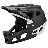 Downhill MTB Full Face Helmet Adult,SHUAIGUO Full Face Mountain Bike Helmet Adult Racing Downhill MTB Helmet for Mountain Bike,for head circumference 59-61cm(Black and White & L)