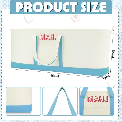 Sunnymove Mahjong Bag for Tiles and Racks Empty American Mahjong Tiles Carrying Tote 31.5 x 12 x 4 Inches Canvas Tile Games Accessories Gifts for Card Pushers Rack Mat Carrying (Case Only) (Blue)