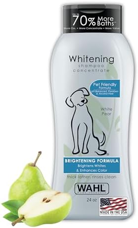 Wahl USA Whitening Dog Shampoo for Pets, Brightens Coat, White Pear, 24 oz