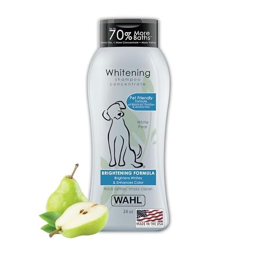 Wahl USA Whitening Shampoo White Pear scent for Pets – Whitening & Animal Odor Control with Silky Smooth Results for Grooming Dirty Dogs – 24 oz - Model 820001A