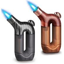 Laffizz 2 Pack Torch Lighter Single Jet Flame Refillable Butane Lighters Windproof Gas Torch Lighters Adjustable Jet Cool Lighter for Camping Candle BBQ GrillFuel Not Included