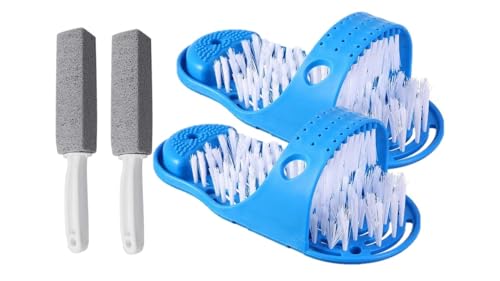 Ultimate Foot Care Set - Easy Magic Non-Slip Foot Shower Scrubber & Lava Pedicure Tool Bundle (Blue) (L2GMFS001)