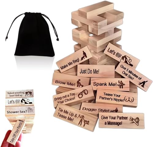 MIGEDY Superfreches Blockturm-Spiel, Valentine Tumbling Tower Stacking Blocks-Spiel, Ideen für Paaraktivitäten und Nachtparty für Erwachsene