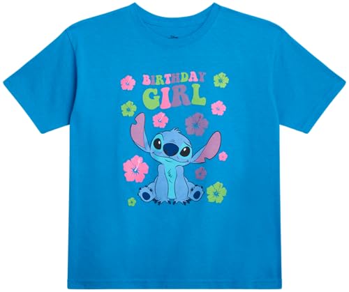 Disney Minnie Mouse Lilo and Stitch Elsa Girls Short Sleeve Birthday Shirts Size 8 Dark Turquoise Stitch