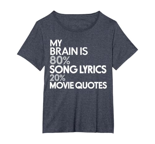 My Brain is 80% Song Lyrics 20% Movie Quotes: Funny T-Shirt T-Shirt, Women's Plus, Heather Blue, 5X