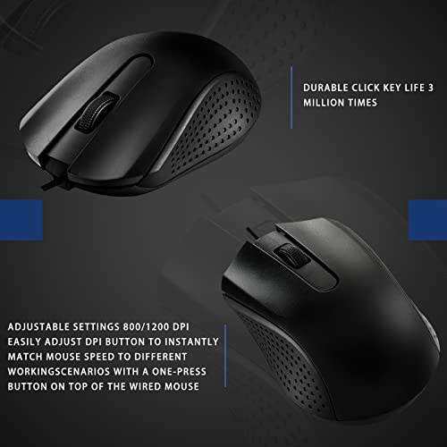 Bonuci 30 Pack USB Wired Mouse 3 Button Corded Computer Mice Bulk USB Mouse for PC Desktop, Laptop, Office, School, Classroom Use(Black) by Bonuci - Image 3