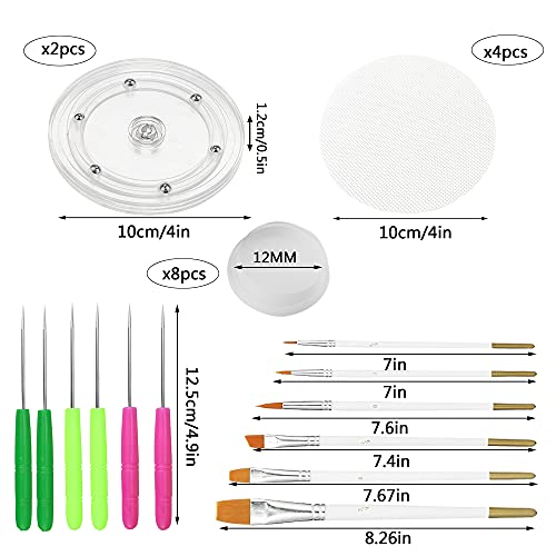 Cookie Decorating Kit Supplies Including 2 Acrylic Cookie Turntable 6 Cookie Scribe Needle 4 Silicone Mesh Mats 6 Cookie Decoration Brushes 8 Rubber Feet Bumpers (Number A) - Thumbnail 2