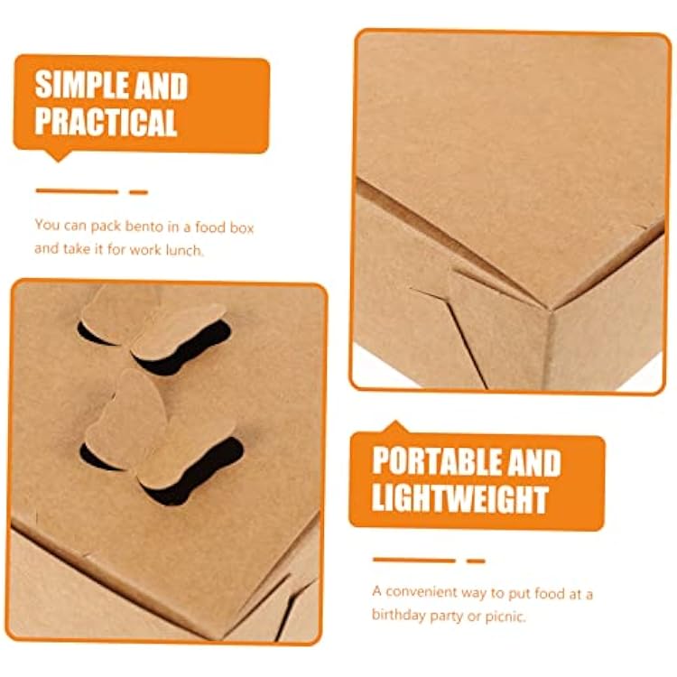 Alipis 25Pcs Korean Style Fried Chicken Packing Boxes Multipurpose Food Storage Containers for Snacks French Fries Sushi Bento Cardboard Takeaway Food Cases