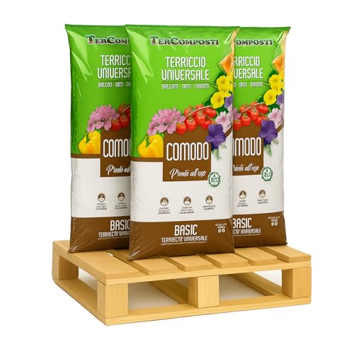COMODO 70 L Terriccio Universale – Substrato organico concimato per rinvasi e aiuole, miscela torba, compost, drena bene e nutre a lungo 3 Sacchi X 70 LT (210 LT)