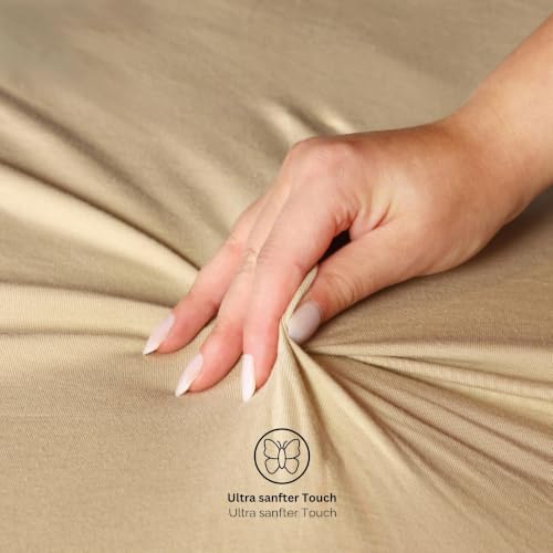 Esprit Bettlaken180x200 Baumwolle Jersey bis Spannbettlaken 200x200 Boxspringbett beige - Luxus Spannbetttuch 200x220cm in Hotelqualität… – Ansicht 2