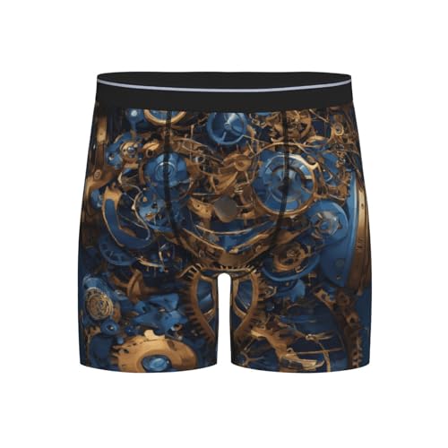 GUOLGP Ingranaggi Orologio Bronzo Stampa secolo Uomo Boxer Slip Biancheria Intima Morbido Stretch Biancheria Intima Per Uso quotidiano Viaggi Palestra, Nero , M