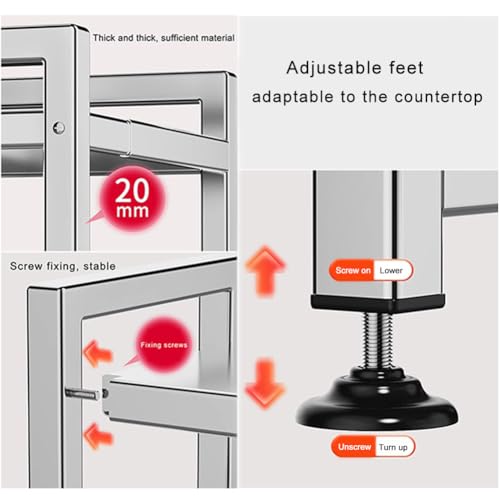 Support de micro-ondes extensible et réglable, étagère robuste en acier - 6