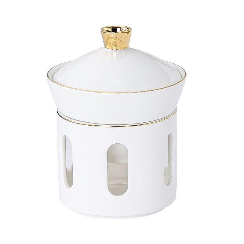 Small Ceramic Stew Pot with Lid - Ideal for Egg Custard, Bird's Nest Tonic & More - Steaming Cup, Steam Soup Bowl & Appetizer Bowl for Home Kitchen