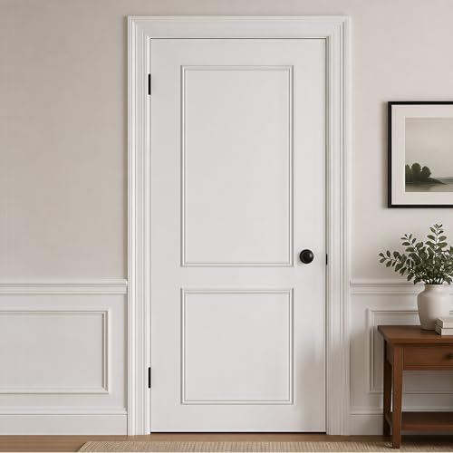 Peel and Stick Door Molding Trim Kit Pre-Cut Premade Self-Adhesive Paintable Moulding for Flat Door Makeover Home Decoration Fits Standard 80 Doors 2836 Wide(Best on 3032)