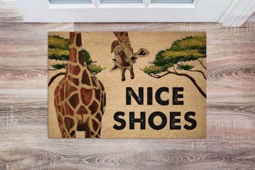 ���փ}�b�g �L���� - �f�G�ȌC�̃M�t�g�f�R���[�V���� 50×80cm doormat Giraffe - Nice Shoes Gift Decor
