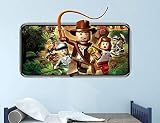 DCJ® sticker mural Indiana Jones Stickers muraux Sticker mural jeu vidéo 3D autocollant décoratif mur vinyle enfants