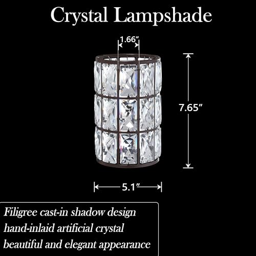 Image of 3 Pack Replacement Crystal Metal Cover Shade Pendant Ceiling Chandelier Wall Sconce Lamp Fixture Oil Rubbed Bronze Finish,1.66 inch Fitter Size,7.7 inch High*5.1 inch Diameter