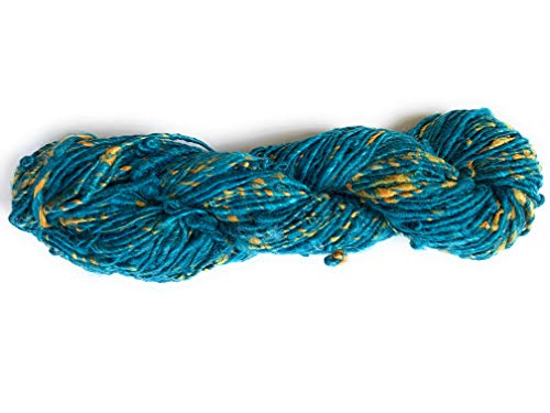 Recycled Chunky Banana Silk Yarn For Knitting, Weaving And Crochet / Thick Yarn 100Gm (Peacock Blue) #TOP1