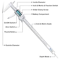 Kynup Digitaler Messschieber, Messschieber aus Edelstahl, spritzwassergeschütztes IP54-Design, großer LCD-Bildschirm, einfacher Wechsel vom metrischen Zollbruch, 300mm, Silber – Ansicht 6
