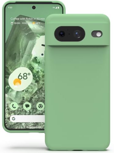 YATWIN Hülle für Google Pixel 8, Silikon Handyhülle mit Futter, 1mm Kamera und Displayschutz, Dünn & Leicht, Anti Kratzer Case, Mintgrün