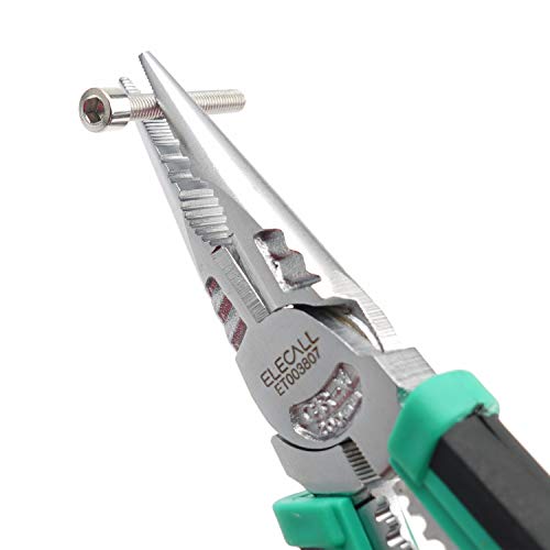 Long Needle Nose Pliers Heavy Duty Combination Side Cutting Pliers With Wire Stripper/Crimper/Wire Cutter Function 8 Inch Crv Multifunctional Industrial Electrician Pliers #TOP2