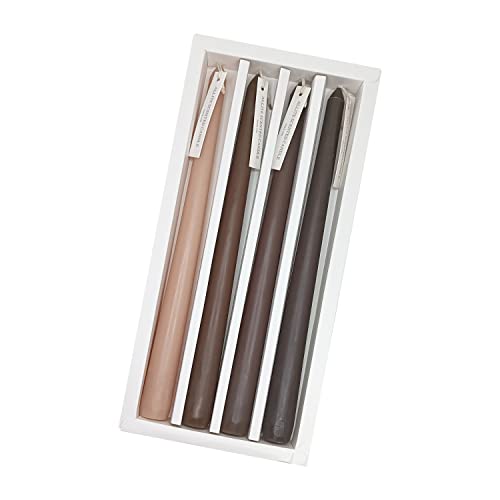 Gradient Coffee Colored Taper Candlesticks 4 Pcs - Chocolate Coffee Scented Taper Candle, Soy Wax - Home Decor Dinner Candlesticks 10 Inch #TOP14