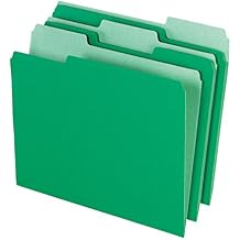 School Smart Colored File Folders Two-Tone, Letter Size, 1/3 Cut Tabs, Green, Pack of 100