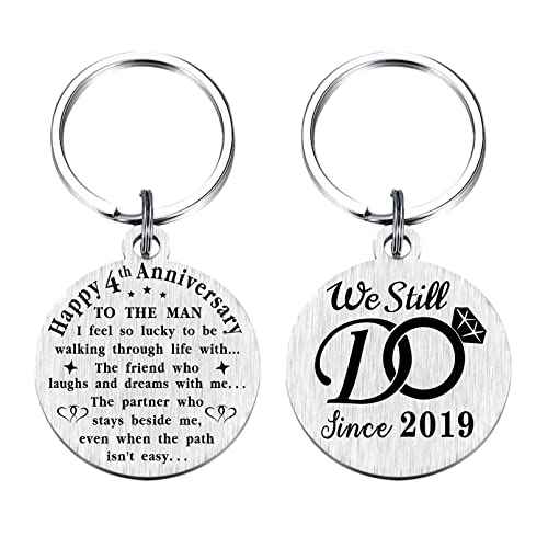Tanwih 4Th Wedding Anniversary Keychain Gifts, We Still Do Since 2019, 4 Year Anniversary Decoration For Husband Men, 4 Yr Anniversary For Him #TOP10