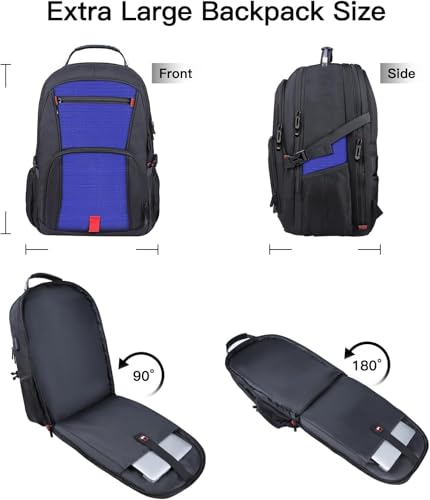 Image of ANTERK Travel Laptop Backpack, 18.4 Inch Laptop Backpacks for Men Women, 55L Anti Theft Water Resistant College Bussiness TSA Airline Approved Work Computer Backpack, Dark Blue