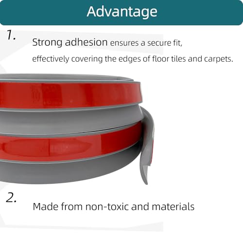 Tintvent Carpet Floor Transition Strip, Self-Adhesive Carpet to Tile Transition Edging Trim Suitable for Door Threshold/Wood Floor, Cover Height Within 5mm – Gray(10Ft)