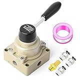 TAILONZ PNEUMATIC Rotary Lever Hand Valve HV-02 1/4”NPT Air Flow Control 3 Position 4 Way
