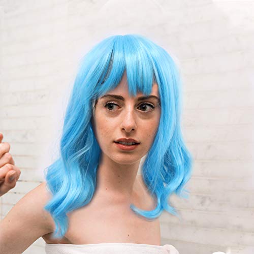 Lurrose Elegante peruca feminina cabelo curto franjas fofo menina realista peruca cosplay de Hallowe