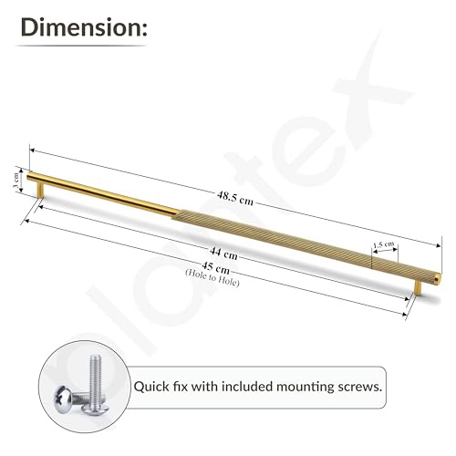 Image of Plantex Stainless Steel & Aluminium Cabinet Handle /450mm Wardrobe Door Handle /Cupboard Pull-Push Handles for Home /Office - Pack of 1 (Brass Antique & Gold)
