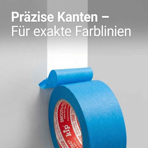 Kip 3508 Smooth-Tec Malerkrepp 30mm x 50m – Profi Kreppband für extrem scharfe Kanten – Malerband Innen & Außen UV-beständig – Abklebeband Glattkrepp Lackierband, Washi & Goldband Alternative